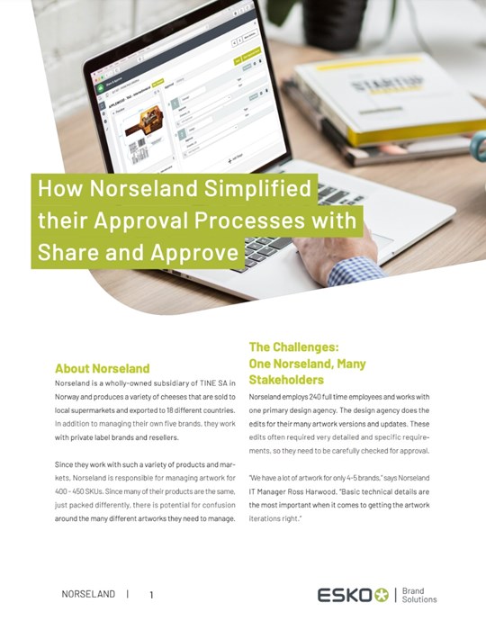 Cover of the Norseland testimonial PDF for Esko Share and Approve