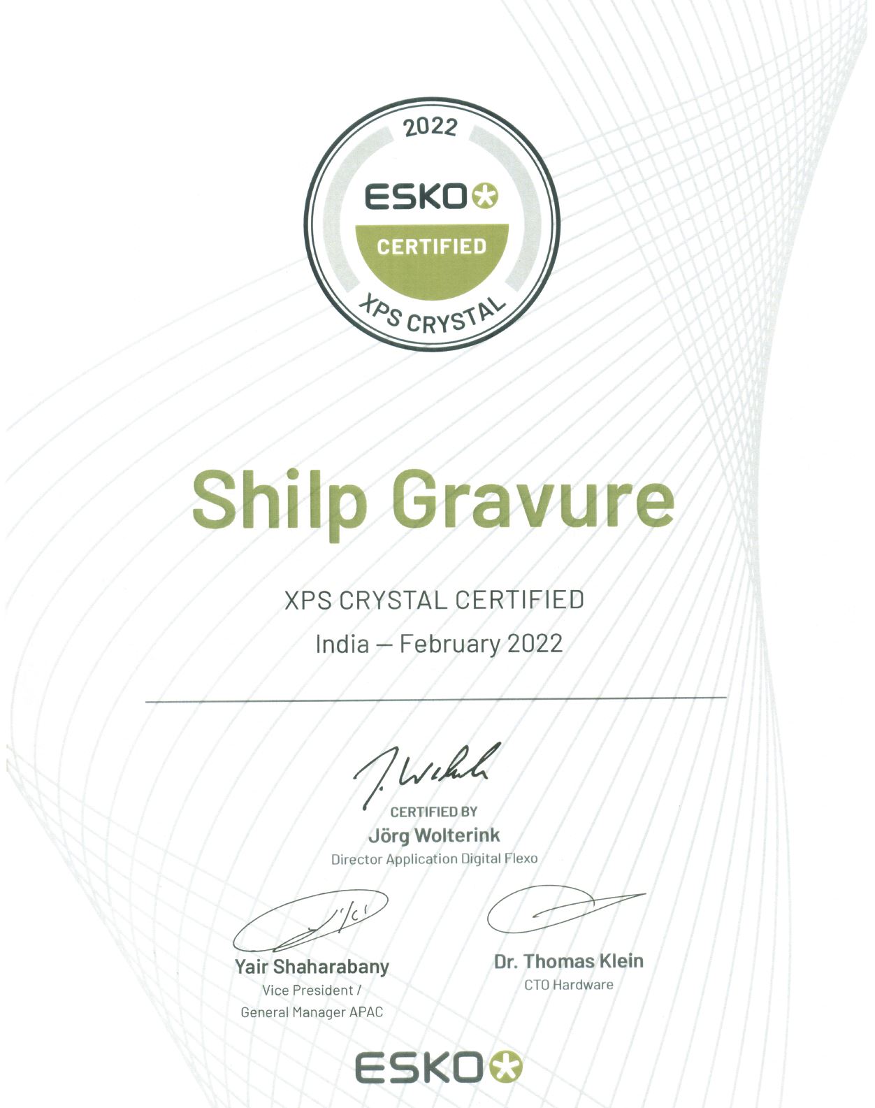 Esko-Shilp-XPS-Certification